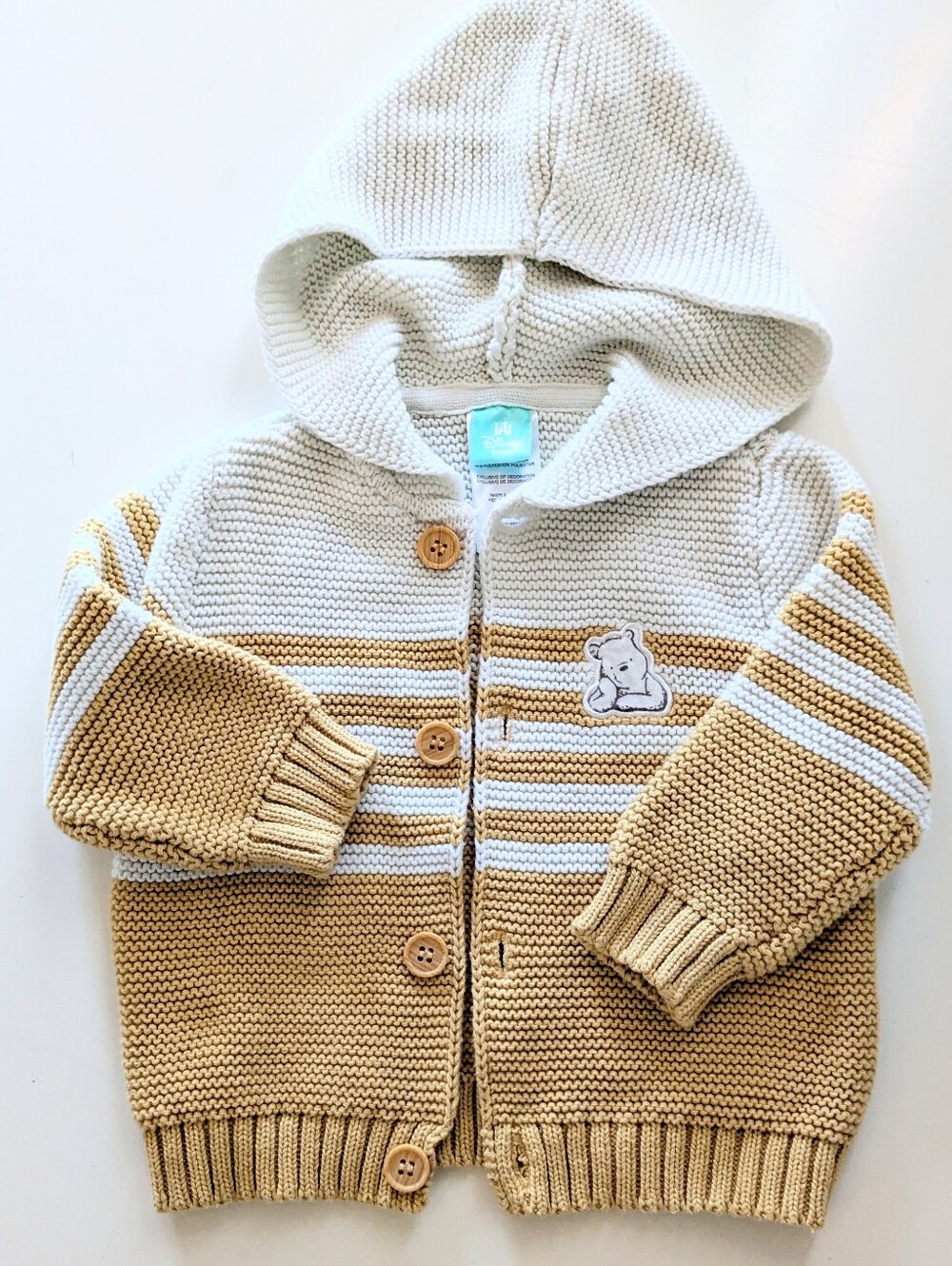 Disney Baby Winnie the Pooh Hooded Knit Cardigan Sweater NWOT